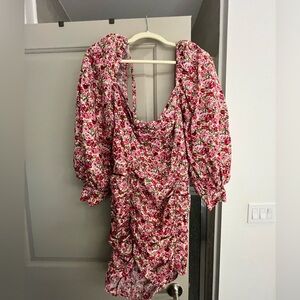 Nasty Gal Puff Sleeve Ruched Dress